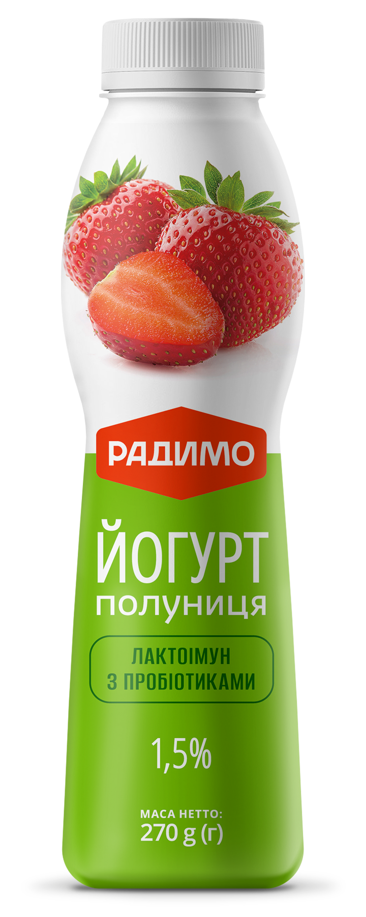Йогурт РАДИМО Полуниця Лактоімун 1,5% жиру 270 г ПЕТ